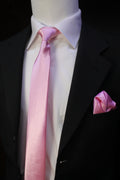 Pembe Mendilli Saten Kravat 2047