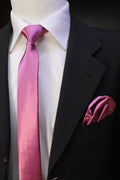 Koyu Pembe Mendilli Saten Kravat 2032