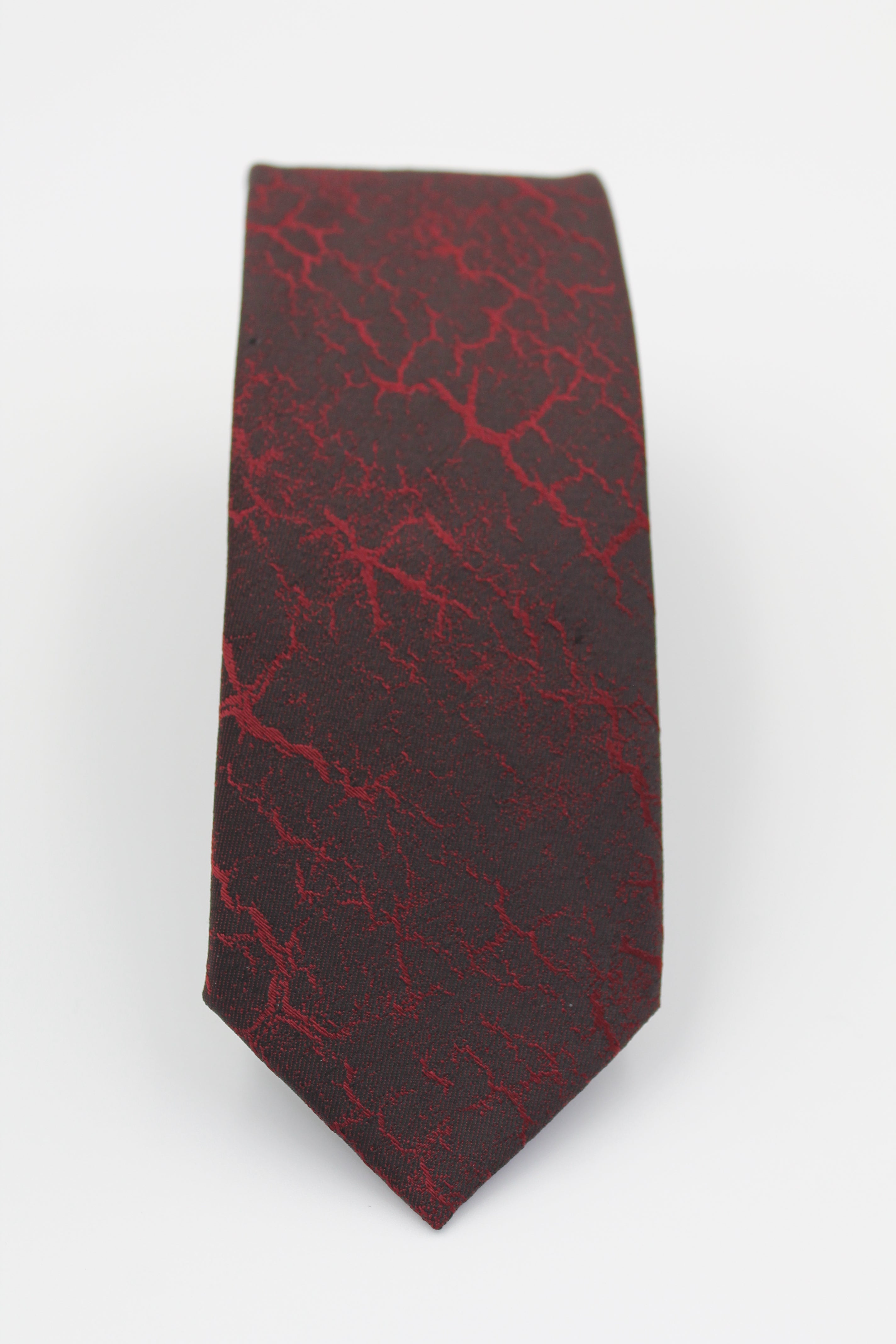 Bordo & Siyah Mermer Desenli Mendilli Kravat 3129