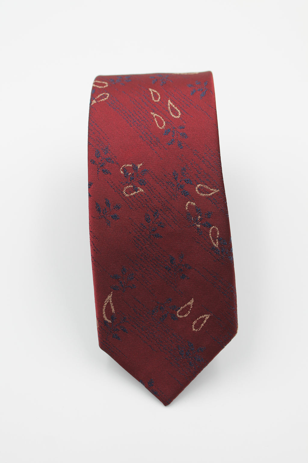 Bordo Zeminli Serpme Desenli Kravat 3109