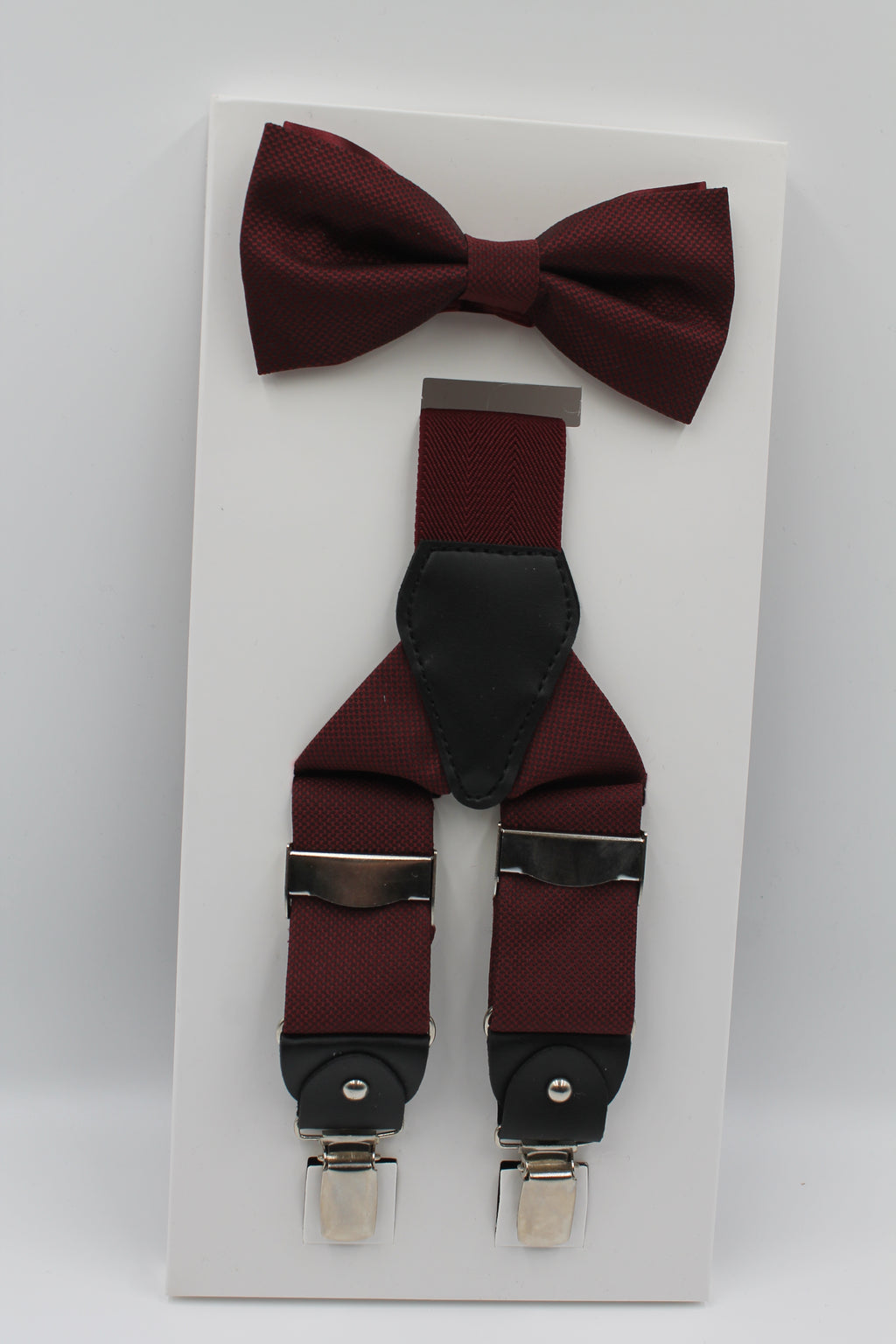 Bordo Armürlü Papyonlu Pantolon Askısı 8002