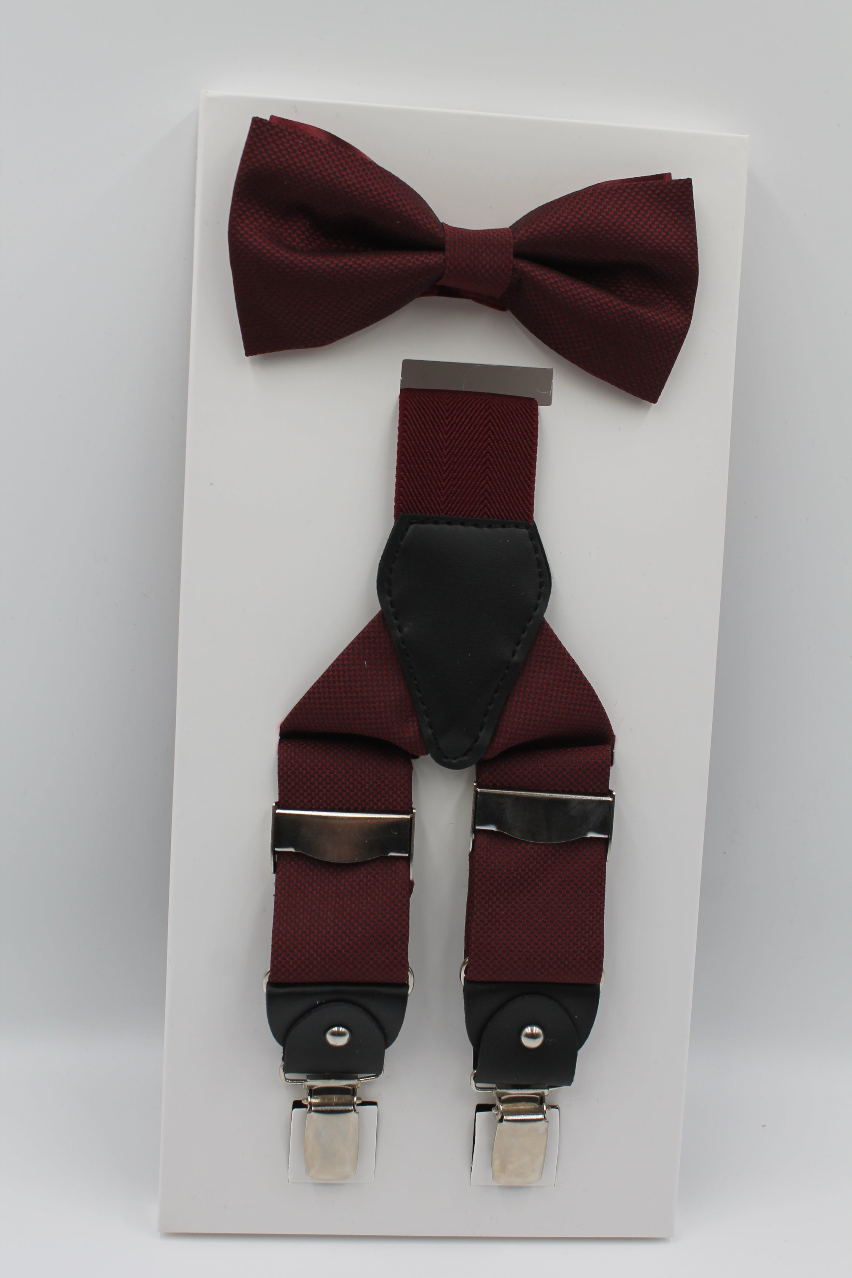 Bordo Armürlü Papyonlu Pantolon Askısı 8002
