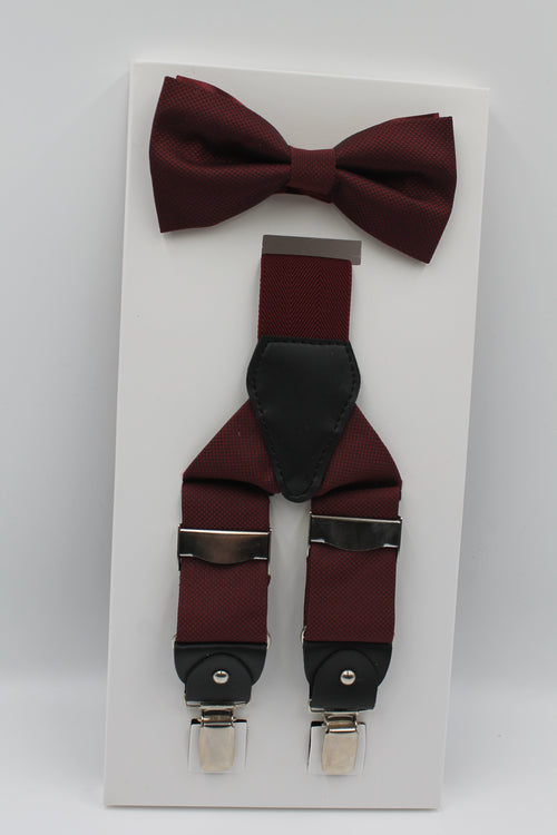 Bordo Armürlü Papyonlu Pantolon Askısı 8002