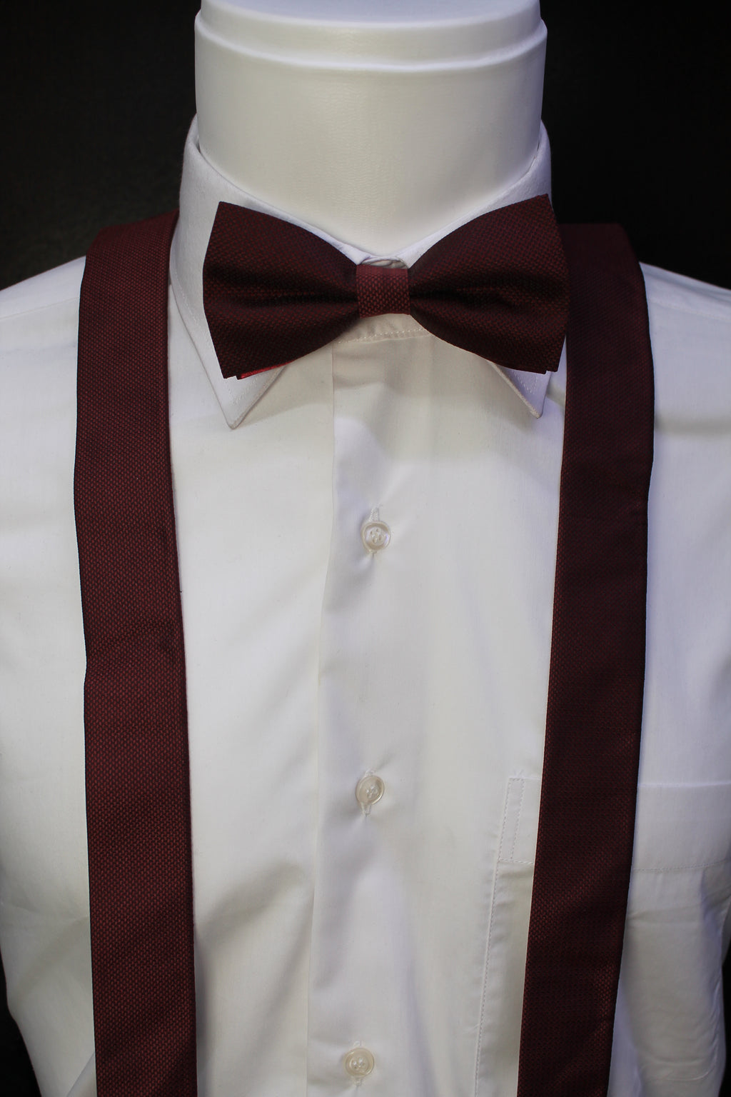 Bordo Armürlü Papyonlu Pantolon Askısı 8002